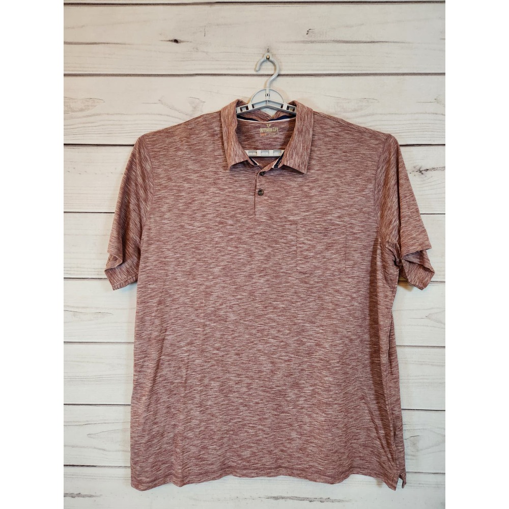 Outdoor Life Men's Burgundy Striped Comfort Short Sleeve Polo Shirt Size 3XLT